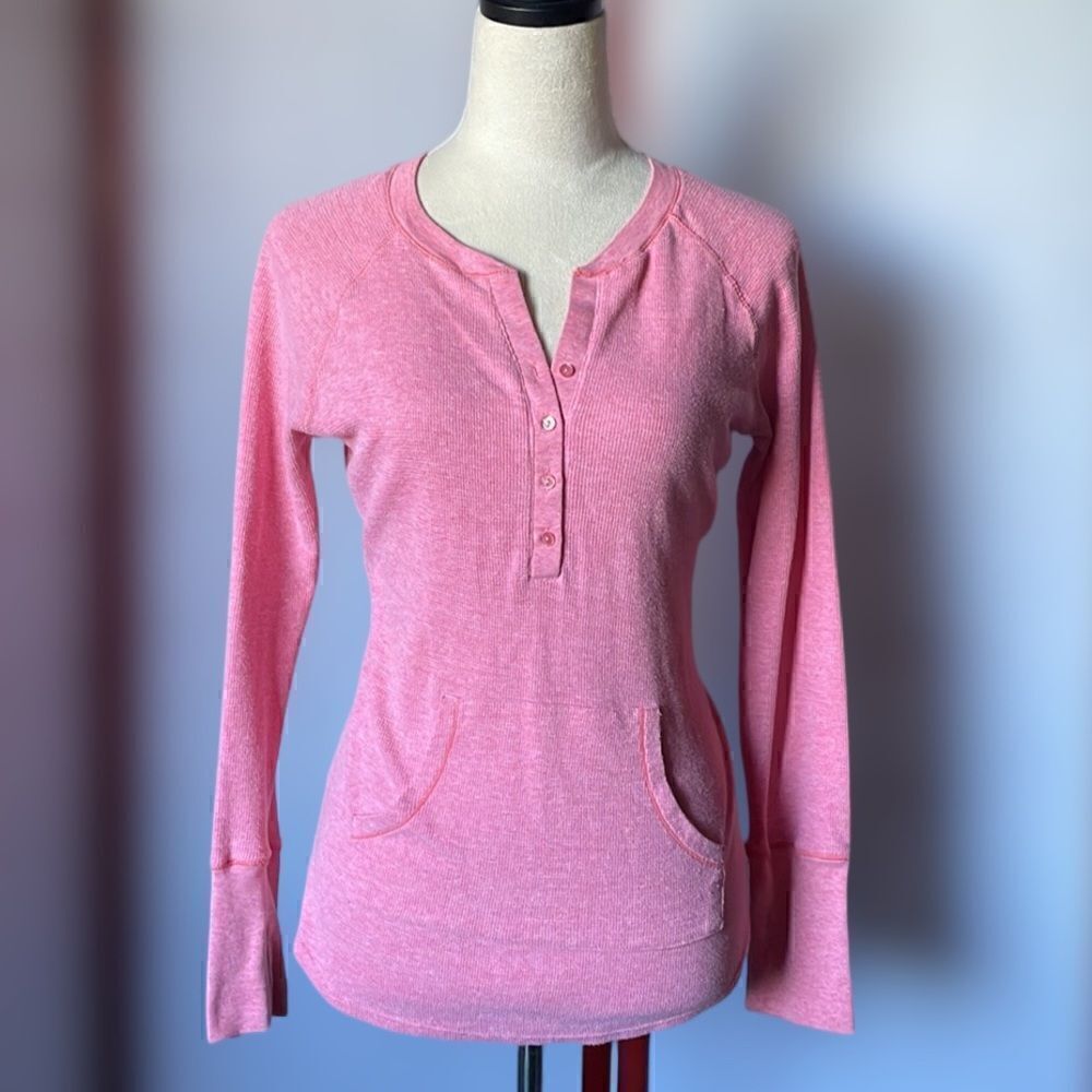 Jockey Pink Long Sleeve Thermal Top w/ Center Buttons (Size: Small)